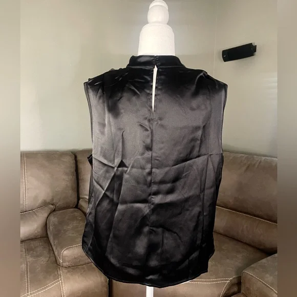 🔥HOT🔥NWT Rachel Zoe Black Satin Mock Drape Neck Top Sz XL - Picture 9 of 13
